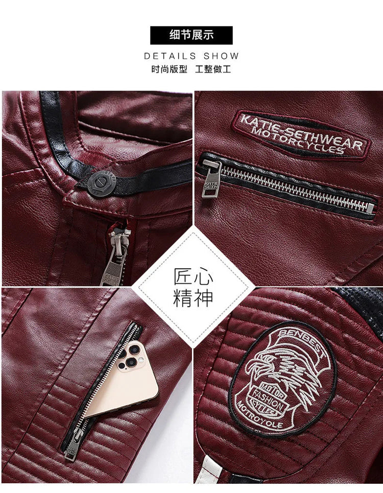 Mens Vintage Motorcycle Jacket 2025 Men Fashion New Biker Leather Jacket Male Embroidery Bomber Coat Winter Fleece Pu Overcoat ShedPoundsPortal