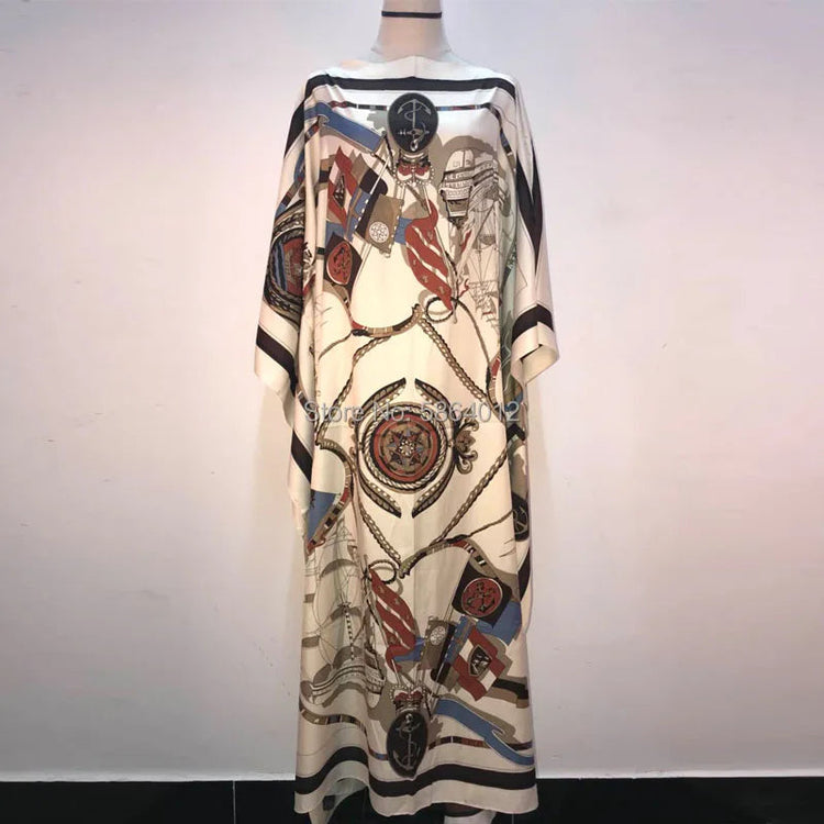 Printed Dresses For Women 2021 Fashion Design Loose Dress Batwing Maxi Long Femme Vestidos Summer Autumn Party Elegant Dress ShedPoundsPortal