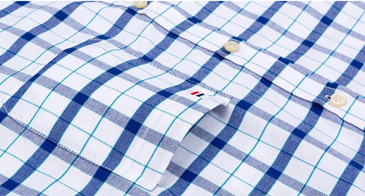 Branded Cotton Shirts for Men Short Sleeve Summer Plus Size Plaid Shirt Striped Male Shirt Business Casual White New Regular Fit ShedPoundsPortal