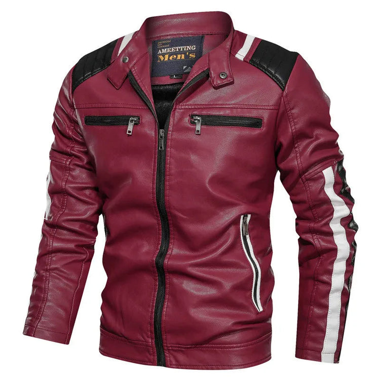 Mens Vintage Motorcycle Jacket 2025 Men Fashion New Biker Leather Jacket Male Embroidery Bomber Coat Winter Fleece Pu Overcoat ShedPoundsPortal