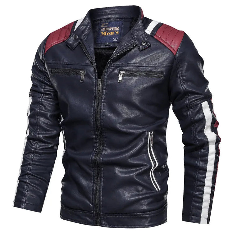 Mens Vintage Motorcycle Jacket 2025 Men Fashion New Biker Leather Jacket Male Embroidery Bomber Coat Winter Fleece Pu Overcoat ShedPoundsPortal