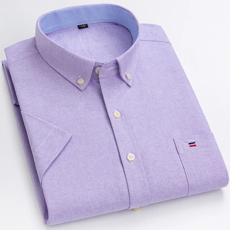 Branded Cotton Shirts for Men Short Sleeve Summer Plus Size Plaid Shirt Striped Male Shirt Business Casual White New Regular Fit ShedPoundsPortal