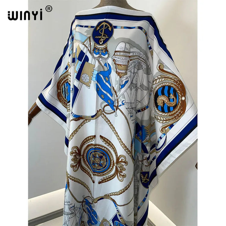 Printed Dresses For Women 2021 Fashion Design Loose Dress Batwing Maxi Long Femme Vestidos Summer Autumn Party Elegant Dress ShedPoundsPortal