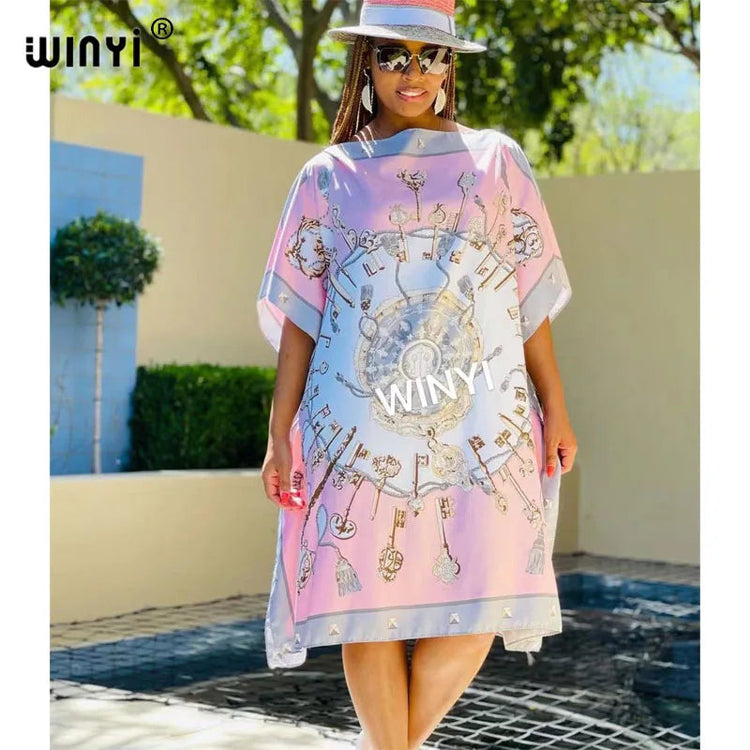 Printed Dresses For Women 2021 Fashion Design Loose Dress Batwing Maxi Long Femme Vestidos Summer Autumn Party Elegant Dress ShedPoundsPortal