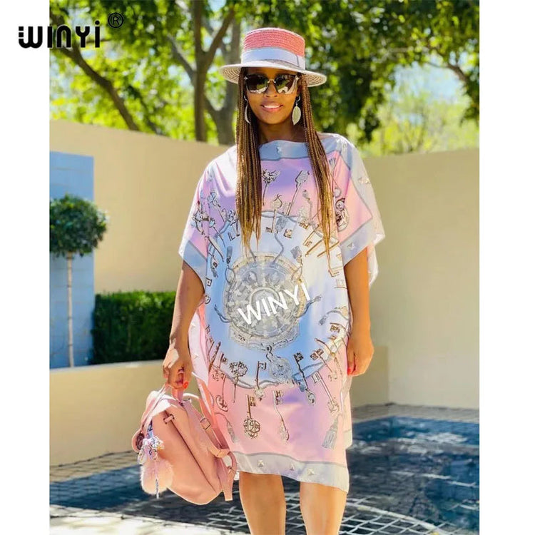 Printed Dresses For Women 2021 Fashion Design Loose Dress Batwing Maxi Long Femme Vestidos Summer Autumn Party Elegant Dress ShedPoundsPortal