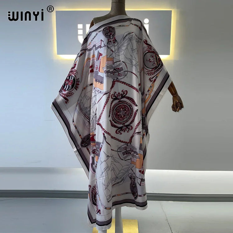 Printed Dresses For Women 2021 Fashion Design Loose Dress Batwing Maxi Long Femme Vestidos Summer Autumn Party Elegant Dress ShedPoundsPortal