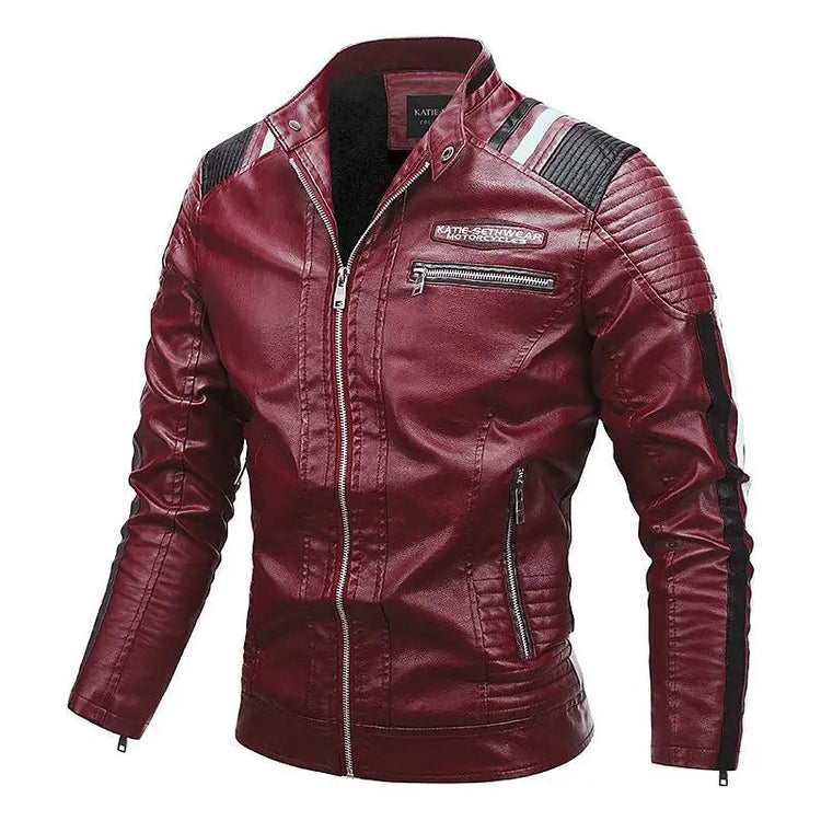 Mens Vintage Motorcycle Jacket 2025 Men Fashion New Biker Leather Jacket Male Embroidery Bomber Coat Winter Fleece Pu Overcoat ShedPoundsPortal