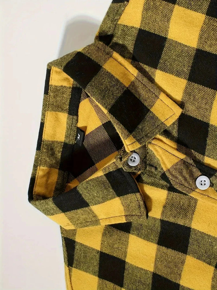 Mens Shirts Single Breaste Classic Plaid Smart Casual Flannel Shirt Long Sleeved Chest Two Pockets Design Spring Autumn Men Tops ShedPoundsPortal