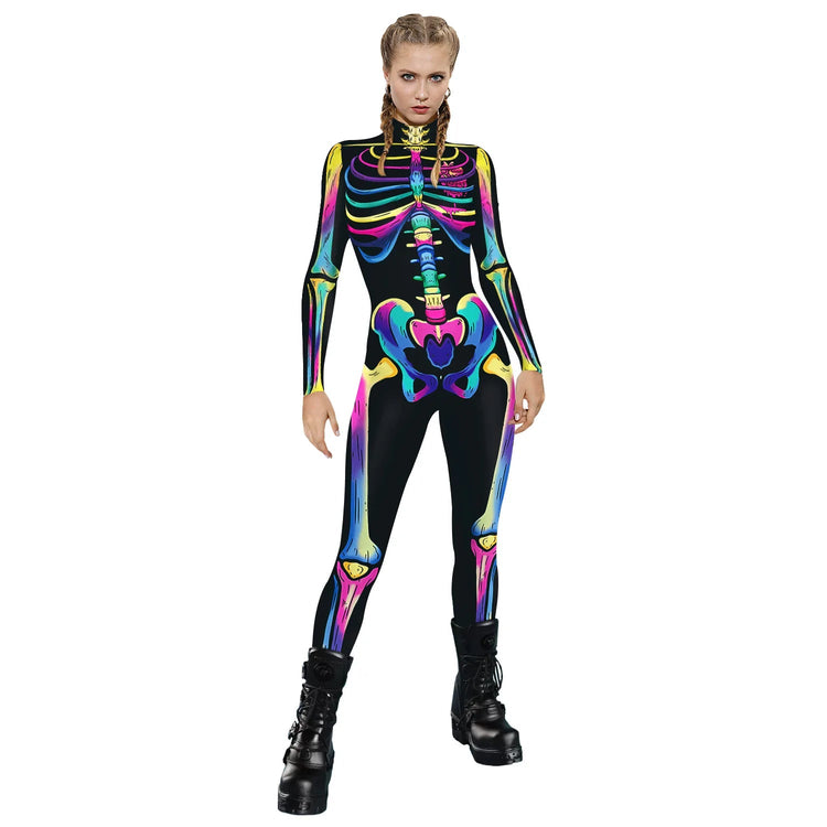 Popular Halloween Jumpsuit Sexy Print Cos Futuristic Clothing Tight Jumpsuit Wholesale Women Clothes Rompers Womens Combinaison ShedPoundsPortal