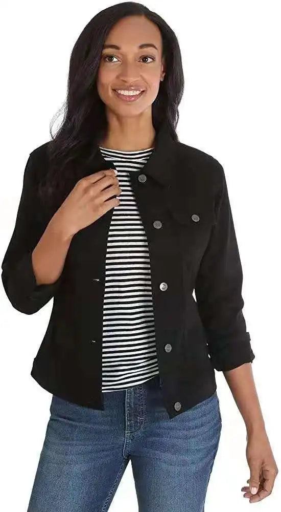 2025 Autumn Women Denim Coat Washed Long Sleeve Slim Fit Short Jacket Pockets Turn Down Collar Street Casual Female Outerwear ShedPoundsPortal