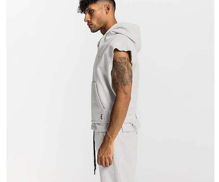 Mens Brand Gyms Clothing Bodybuilding Hooded Tank Top Cotton Sleeveless Vest Sweatshirt Fitness Workout Sportswear Tops Male ShedPoundsPortal