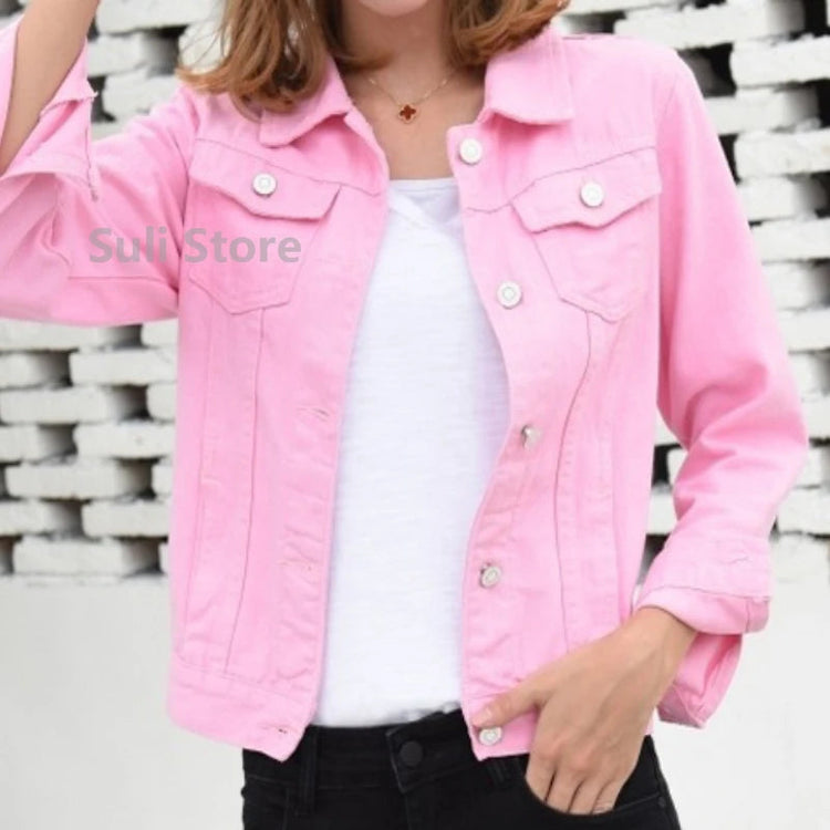 Jeans Jacket and Coats for Women 2025 Autumn Candy Color Casual Short Denim Jacket Korean Coats Women Jeans Jacket Clothes ShedPoundsPortal