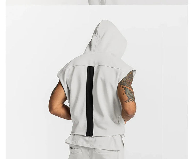 Mens Brand Gyms Clothing Bodybuilding Hooded Tank Top Cotton Sleeveless Vest Sweatshirt Fitness Workout Sportswear Tops Male ShedPoundsPortal