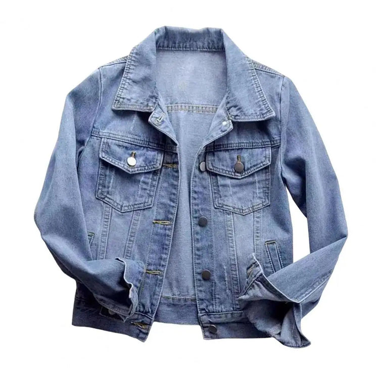 Women Jacket Turn-down Collar Classic Denim Jacket Single-breasted Buttons Chest Pockets Slim Fit Denim Hip Hop Streetwear Coats ShedPoundsPortal