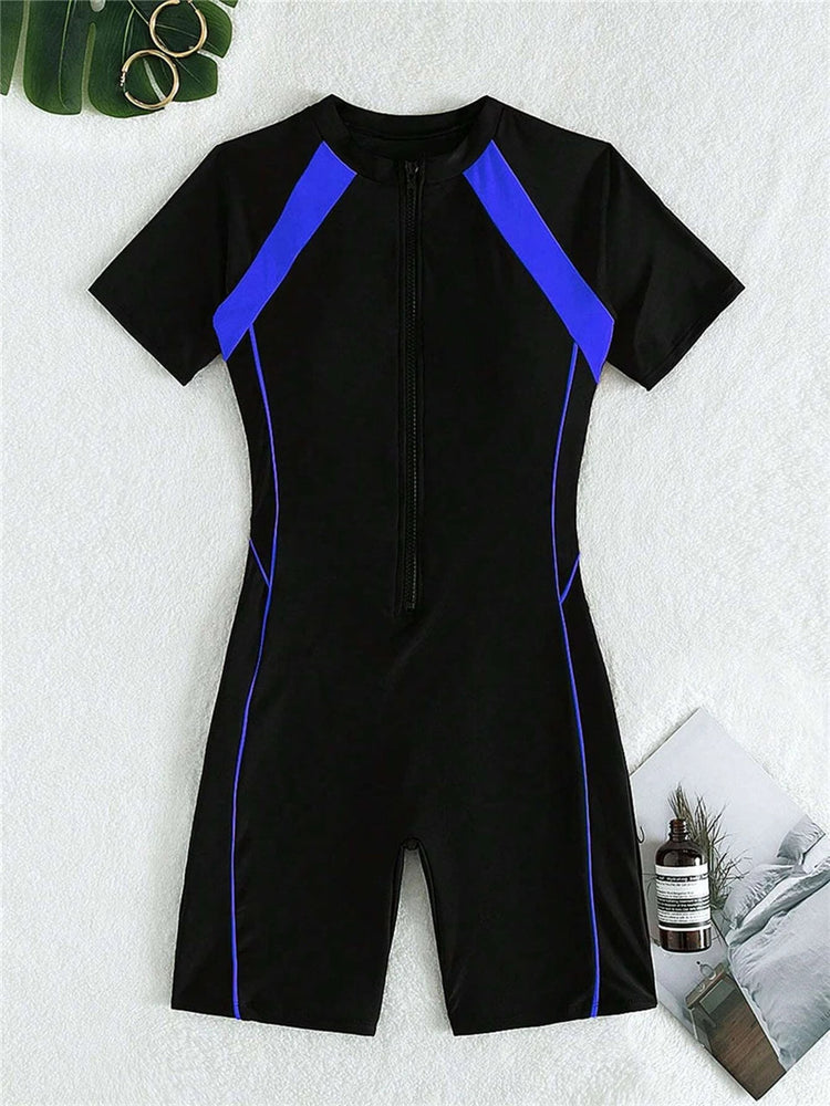 Short Sleeve Surfing Swimsuit 2024 Slim Bodysuit zipper Swimwear Women One Pieces Rash Guard Diving Clothe Bathing Swimming Suit ShedPoundsPortal