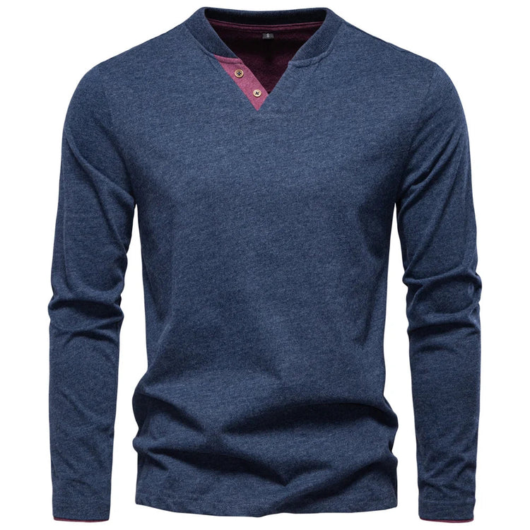 AIOPESON Henley Collar T Shirt Men Casual Solid Color Long Sleeve Autumn Fashion High Quality 100% Cotton Mens T Shirts ShedPoundsPortal