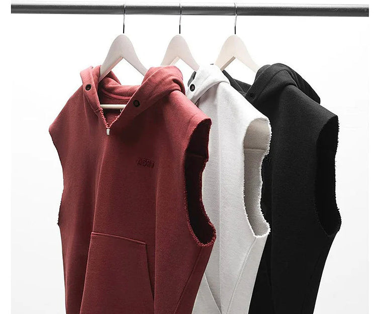 Mens Brand Gyms Clothing Bodybuilding Hooded Tank Top Cotton Sleeveless Vest Sweatshirt Fitness Workout Sportswear Tops Male ShedPoundsPortal