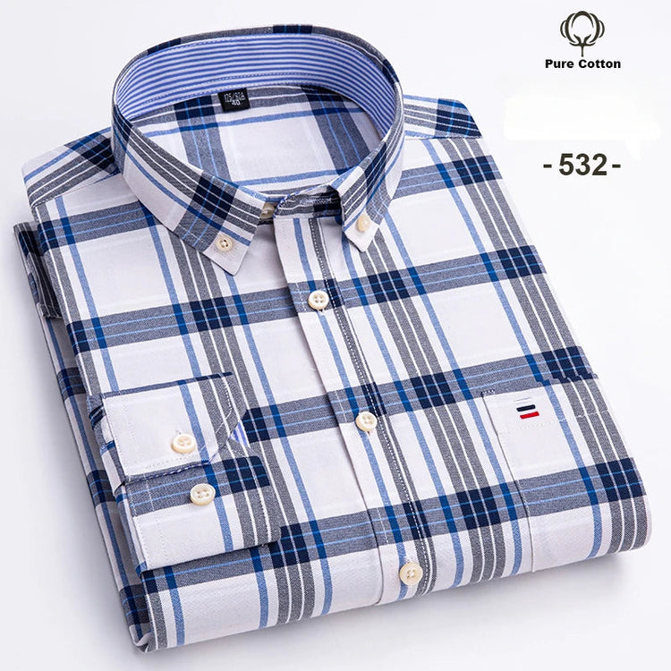 Fashion over size 7XL long-sleeve shirts for men 100%cotton Oxford slim fit plain shirt soft casual elegants designer clothes ShedPoundsPortal