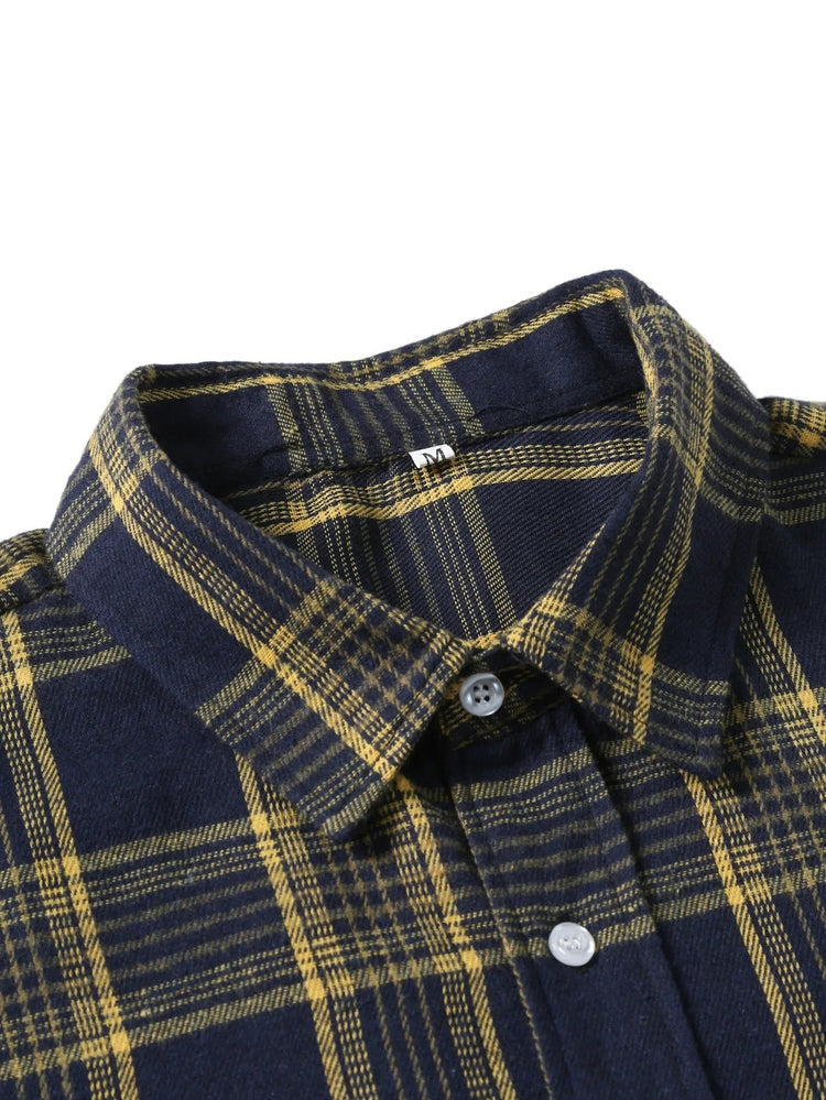 Casual Plaid Long Sleeve Men&