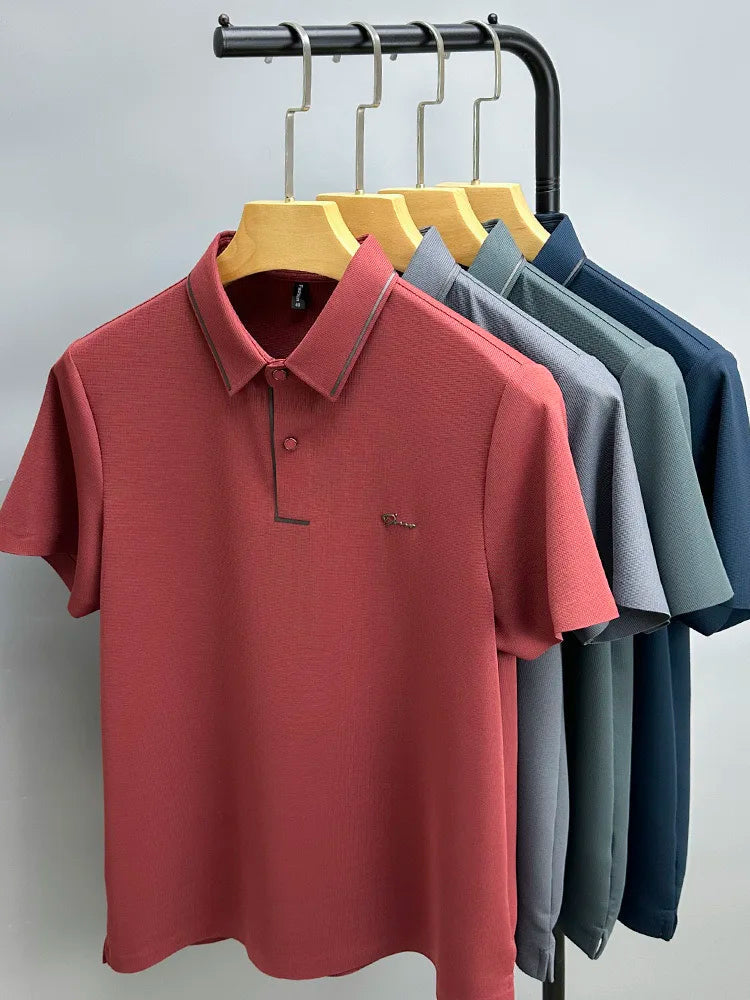 High end luxury brand fashion hot diamond short sleeve Advanced printed POLO shirt summer new Korean version men&