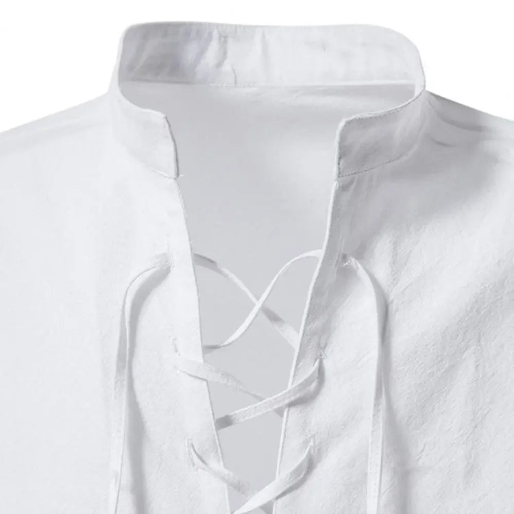 Shirt Cotton Linen Flax Tops Lace Up Long Sleeves Blouse Mens V Neck Medieval Costume Embroidery Tunic Casual Shirt ShedPoundsPortal
