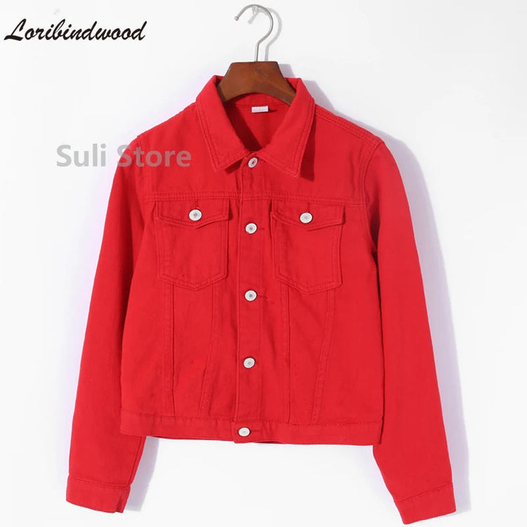 Jeans Jacket and Coats for Women 2025 Autumn Candy Color Casual Short Denim Jacket Korean Coats Women Jeans Jacket Clothes ShedPoundsPortal