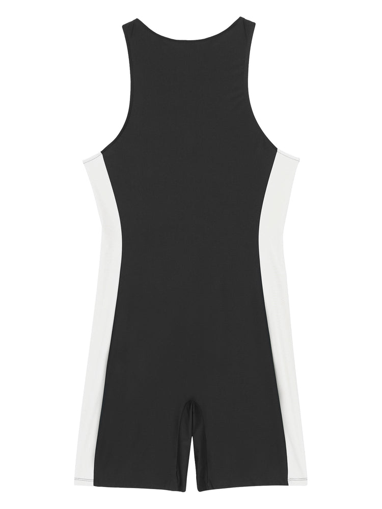 Summer Men One-piece Swimwear Swimsuit Sleeveless Front Zipper Swimming Shorts Bodysuit Triathlon Wetsuit Bathing Suit Beachwear ShedPoundsPortal