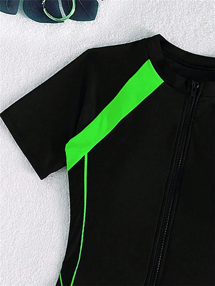 Short Sleeve Surfing Swimsuit 2024 Slim Bodysuit zipper Swimwear Women One Pieces Rash Guard Diving Clothe Bathing Swimming Suit ShedPoundsPortal