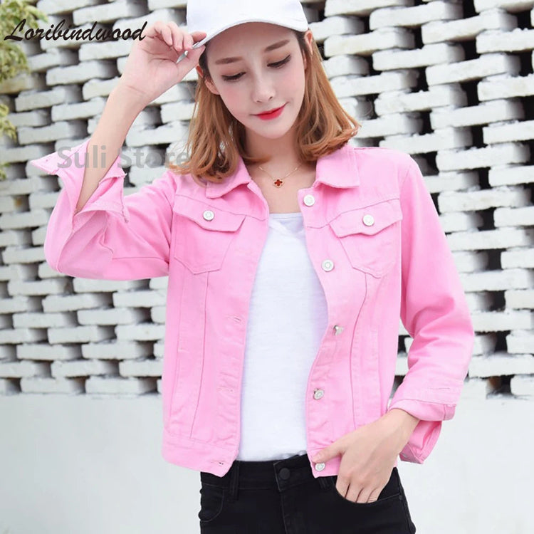 Jeans Jacket and Coats for Women 2025 Autumn Candy Color Casual Short Denim Jacket Korean Coats Women Jeans Jacket Clothes ShedPoundsPortal