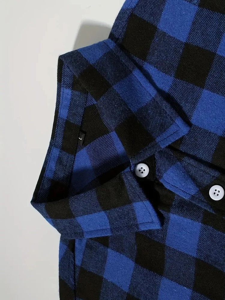 Mens Shirts Single Breaste Classic Plaid Smart Casual Flannel Shirt Long Sleeved Chest Two Pockets Design Spring Autumn Men Tops ShedPoundsPortal