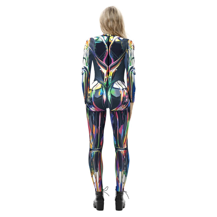 Popular Halloween Jumpsuit Sexy Print Cos Futuristic Clothing Tight Jumpsuit Wholesale Women Clothes Rompers Womens Combinaison ShedPoundsPortal