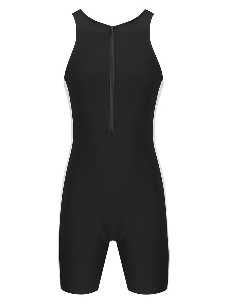 Men One-piece Swimwear Swimming Jumpsuit Patchwork Side Shorts Bodysuit Triathlon Wetsuit for Beach Pool Swimming Bathing Suit ShedPoundsPortal