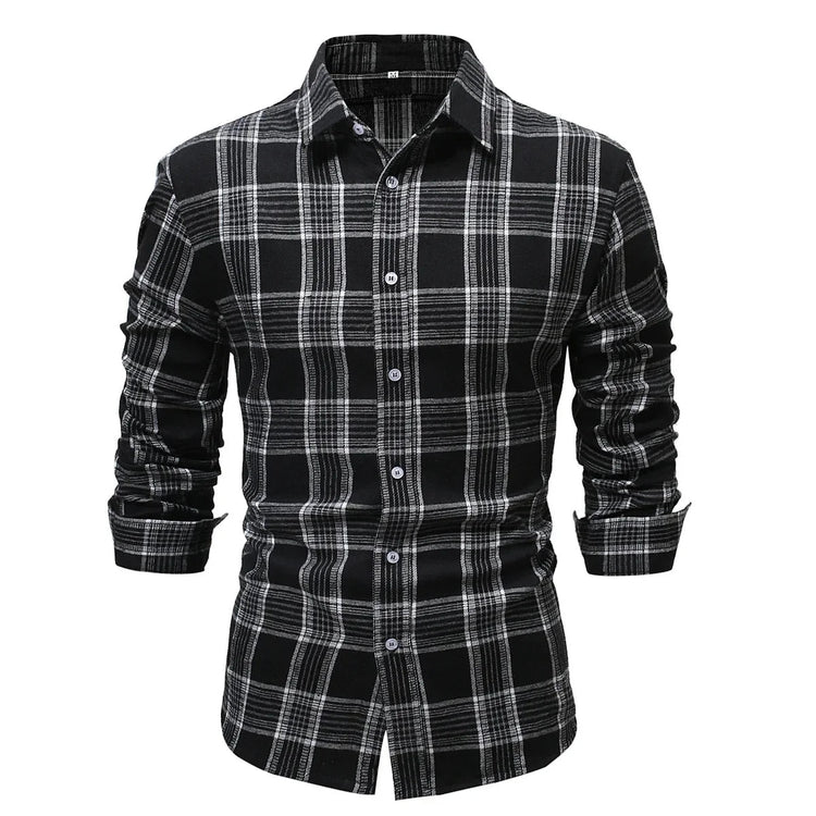 Casual Plaid Long Sleeve Men&