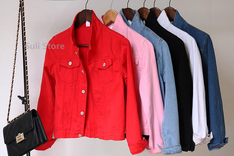 Jeans Jacket and Coats for Women 2025 Autumn Candy Color Casual Short Denim Jacket Korean Coats Women Jeans Jacket Clothes ShedPoundsPortal