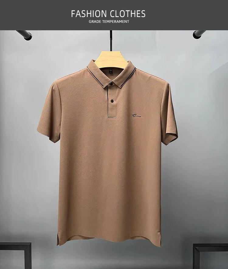 High end luxury brand fashion hot diamond short sleeve Advanced printed POLO shirt summer new Korean version men&