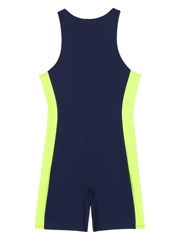Summer Men One-piece Swimwear Swimsuit Sleeveless Front Zipper Swimming Shorts Bodysuit Triathlon Wetsuit Bathing Suit Beachwear ShedPoundsPortal