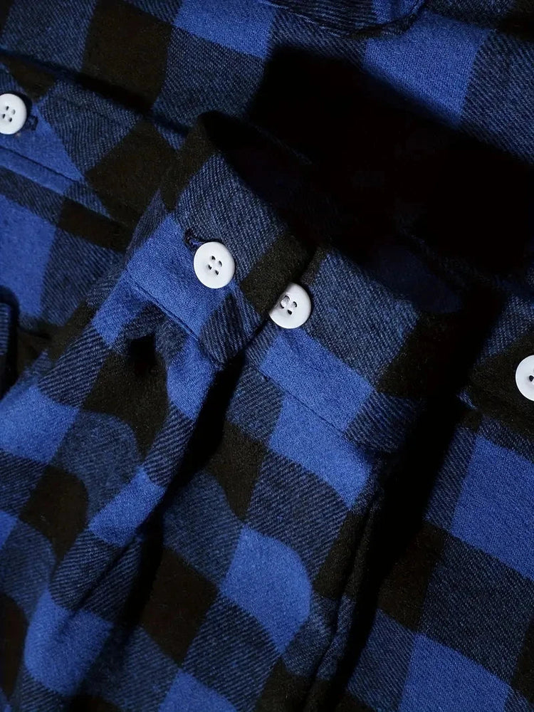 Mens Shirts Single Breaste Classic Plaid Smart Casual Flannel Shirt Long Sleeved Chest Two Pockets Design Spring Autumn Men Tops ShedPoundsPortal
