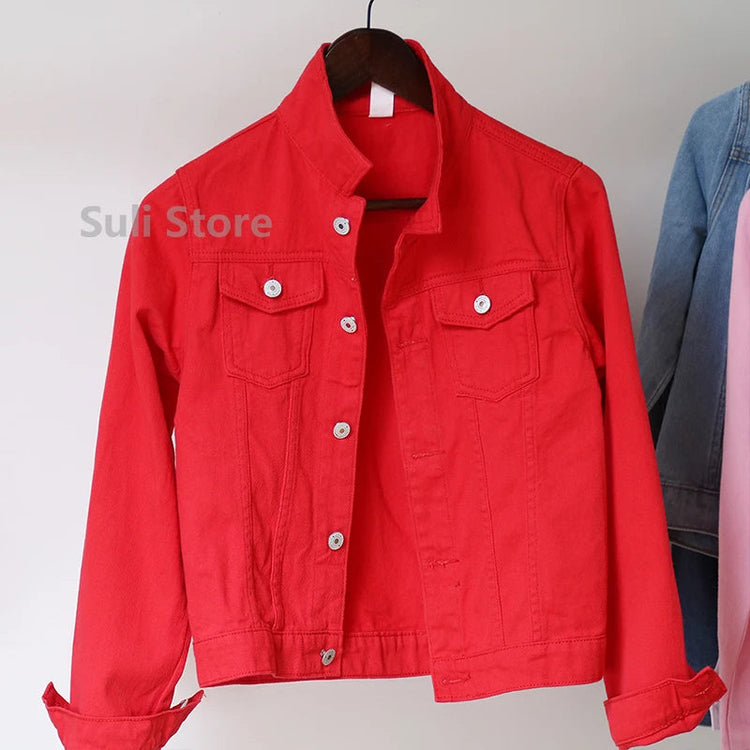 Jeans Jacket and Coats for Women 2025 Autumn Candy Color Casual Short Denim Jacket Korean Coats Women Jeans Jacket Clothes ShedPoundsPortal