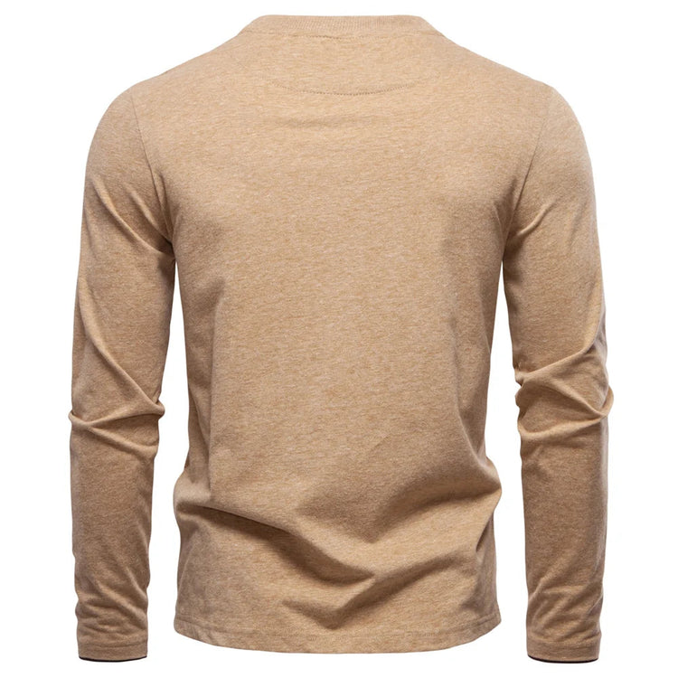 AIOPESON Henley Collar T Shirt Men Casual Solid Color Long Sleeve Autumn Fashion High Quality 100% Cotton Mens T Shirts ShedPoundsPortal