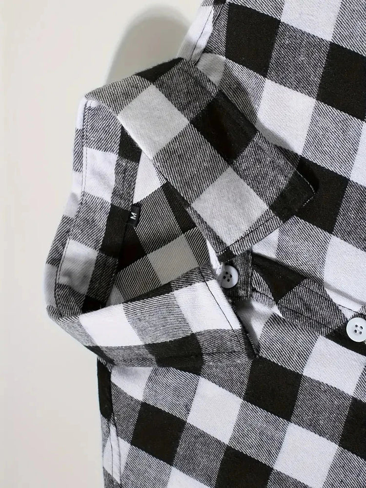 Mens Shirts Single Breaste Classic Plaid Smart Casual Flannel Shirt Long Sleeved Chest Two Pockets Design Spring Autumn Men Tops ShedPoundsPortal