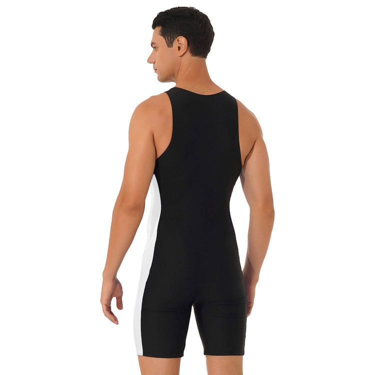 Summer Men One-piece Swimwear Swimsuit Sleeveless Front Zipper Swimming Shorts Bodysuit Triathlon Wetsuit Bathing Suit Beachwear ShedPoundsPortal