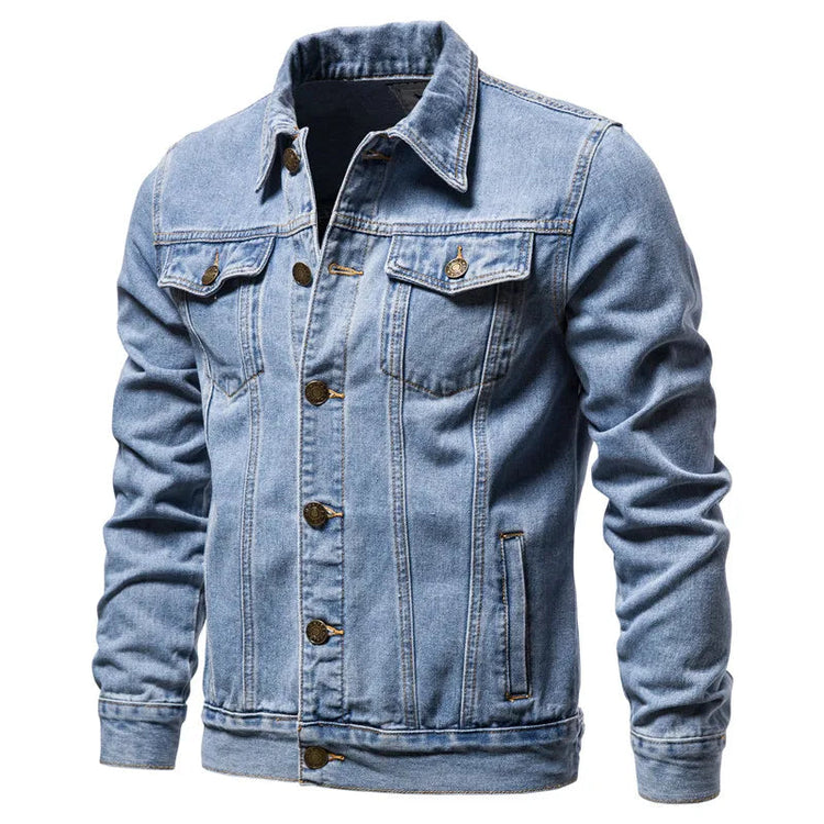 2025 Spring Men Solid Lapel Denim Jackets Fashion Motorcycle Jeans Jackets Hommes Slim Fit Cotton Casual Black Blue Coats ShedPoundsPortal