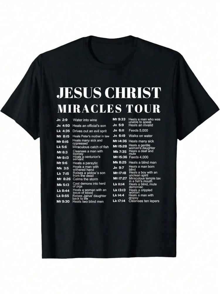 Jesus Christ Miracles Tour Graphic T-Shirt - Soft Cotton, Crew Neck, Men&
