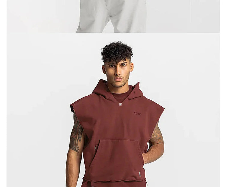 Mens Brand Gyms Clothing Bodybuilding Hooded Tank Top Cotton Sleeveless Vest Sweatshirt Fitness Workout Sportswear Tops Male ShedPoundsPortal