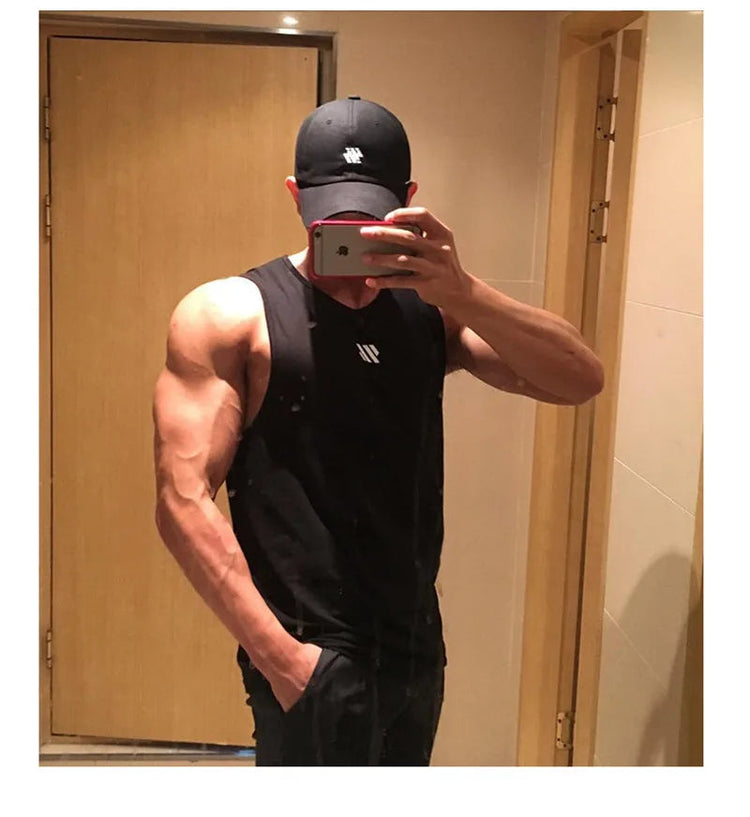 2024 Mens fitness gyms Tank top men Fitness sleeveless shirt Male mesh breathable Sports vest Undershirt Gyms Running vest men ShedPoundsPortal