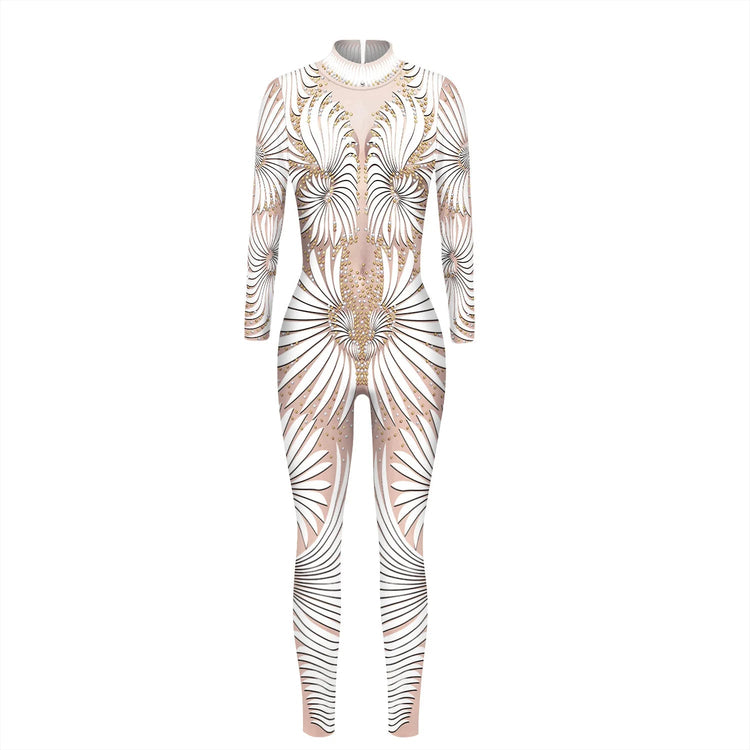 Robot Punk Jumpsuit Catsuit Sexy Female Women Cosplay Costume Skeleton Cyberpunk Steampunk Zentai Suit Halloween Bodysuit ShedPoundsPortal