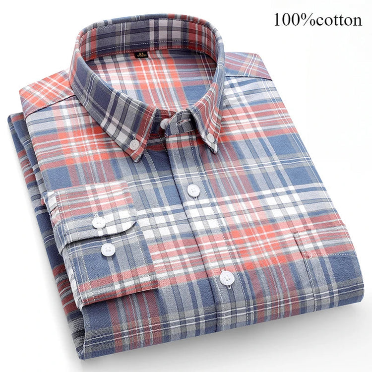 Fashion over size 7XL long-sleeve shirts for men 100%cotton Oxford slim fit plain shirt soft casual elegants designer clothes ShedPoundsPortal