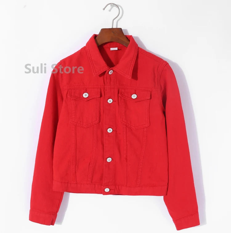 Jeans Jacket and Coats for Women 2025 Autumn Candy Color Casual Short Denim Jacket Korean Coats Women Jeans Jacket Clothes ShedPoundsPortal