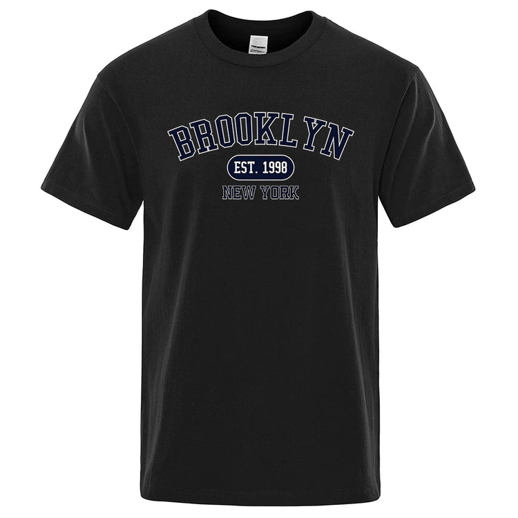 Brooklyn Est.1998 New York Letter T Shirts Man Casual Crewneck Streetwear Breathable Fashion Summer Tops Cotton Loose T-Shirts ShedPoundsPortal