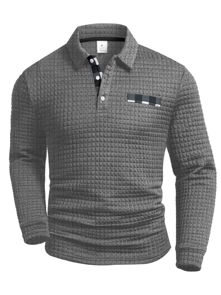 Digital Printed Fabric with Irregular Plaid Pattern, Non-Positioned Plaid Pattern, Thick Long-Sleeve Turn-Down Collar Top, Square Plaid Texture Fabric, Fashionable Casual Everyday Wear ShedPoundsPortal
